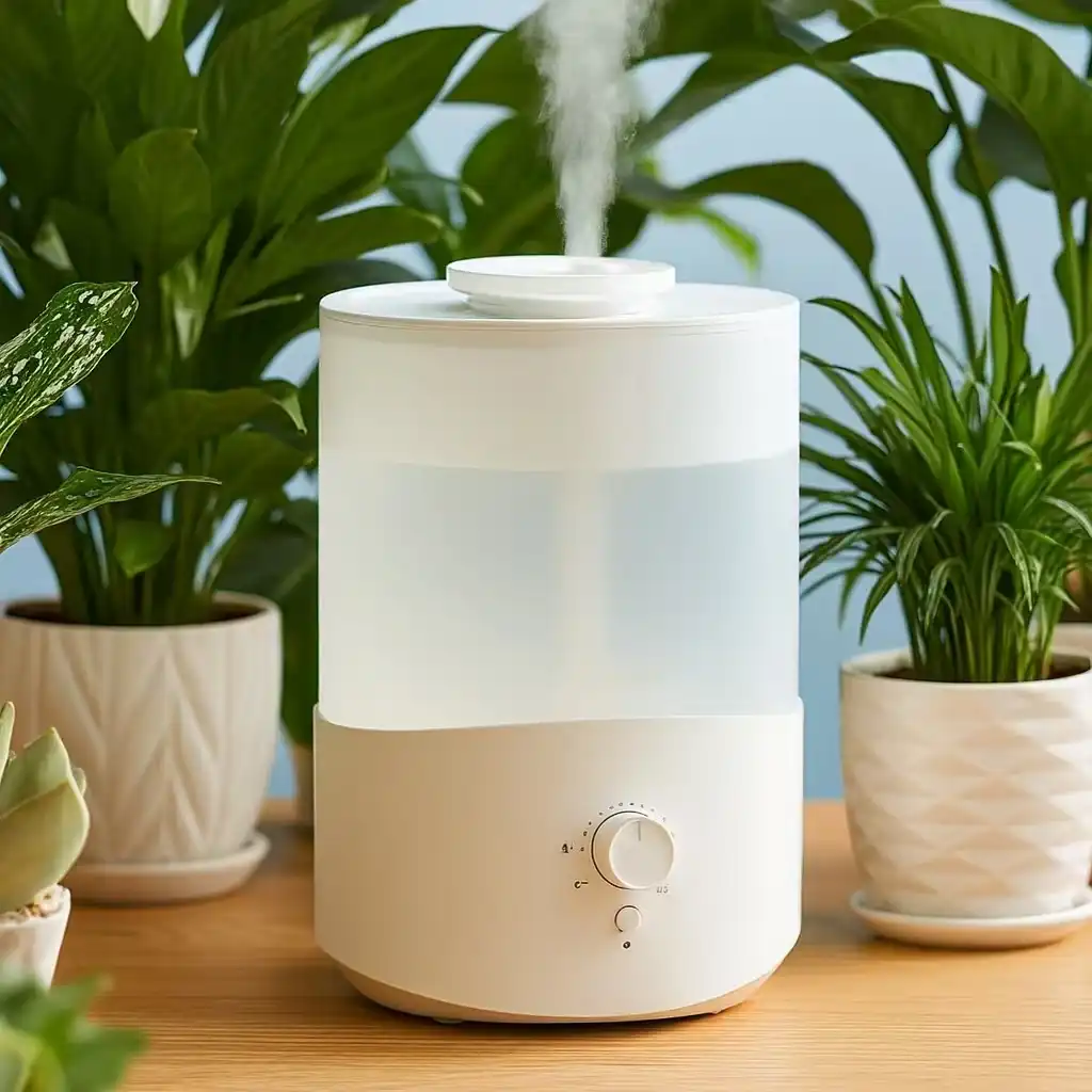 The humidifier is humidifying the plants